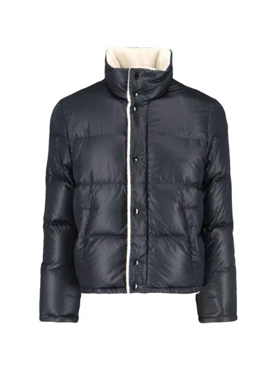 Saint Laurent Faux-shearling Semi Shiny Puffer Jacket In Black