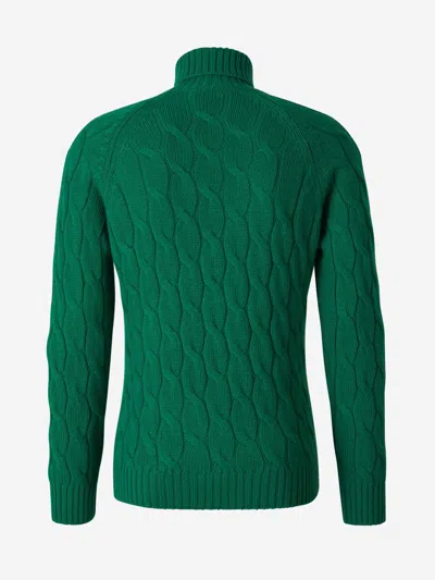 Shop Gran Sasso Wool Braided Sweater In Green