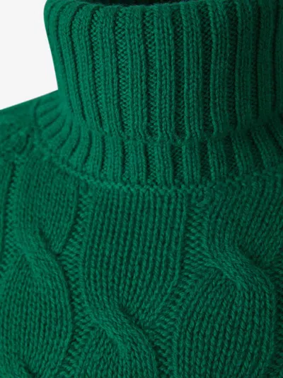 Shop Gran Sasso Wool Braided Sweater In Green