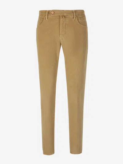 Shop Incotex Blue Division Micro Corduroy Trousers In Orange