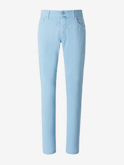 Shop Jacob Cohen Bard Cotton Jeans In Sky Blue