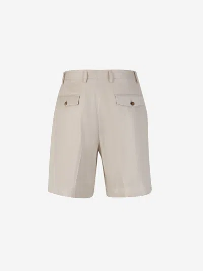 Shop Lardini Linen Formal Bermuda Shorts In Beige