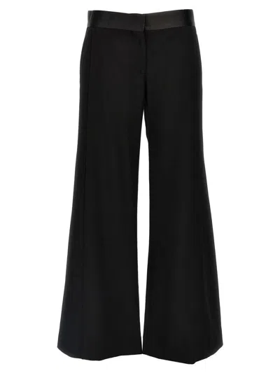 Victoria Beckham Side Panel Wool-blend Wide-leg Pants In Black