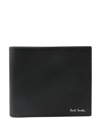 Paul Smith Signature Stripe Balloon Leather Wallet In Black