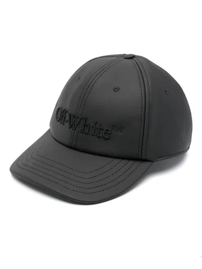 Off-white Logo-embroidered Cotton Cap In Black