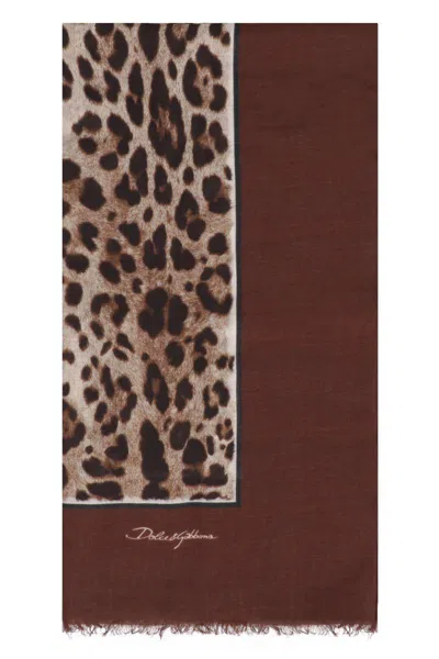 Dolce & Gabbana Modal And Cashmere Blend Scarf In Brown