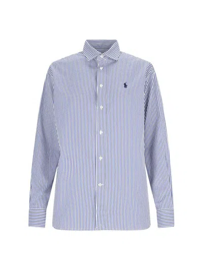 Shop Polo Ralph Lauren Relaxed-fit Striped Cotton Shirt In Blue