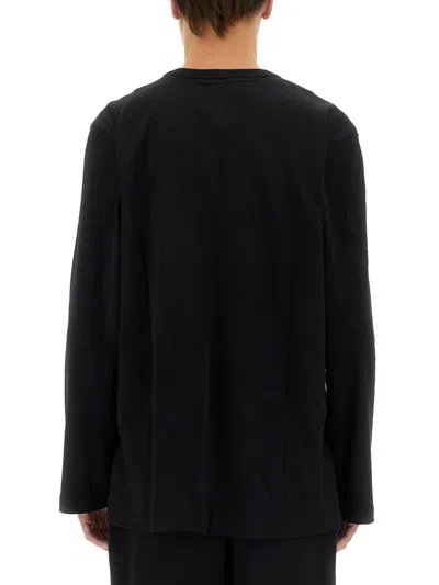 Helmut Lang Long-sleeve Black T-shirt With Tonal Branding