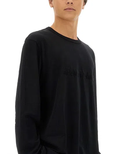 Helmut Lang Long-sleeve Black T-shirt With Tonal Branding