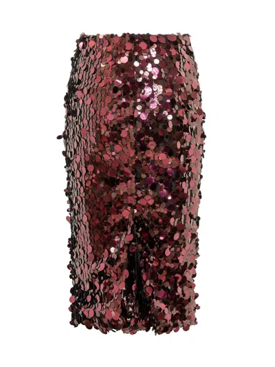 Jucca Sequin-embellished Midi Skirt In Red
