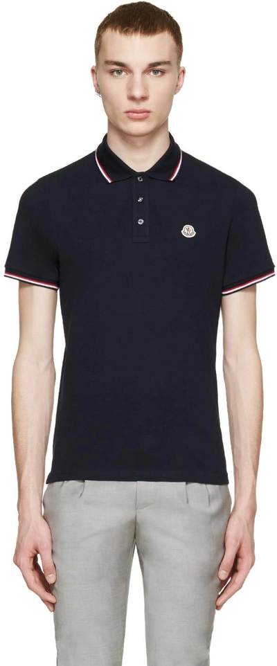 Shop Moncler Navy Classic Polo