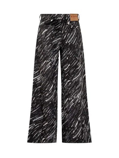Marni Black Flocked Loose Jeans With Crayon Print In Black