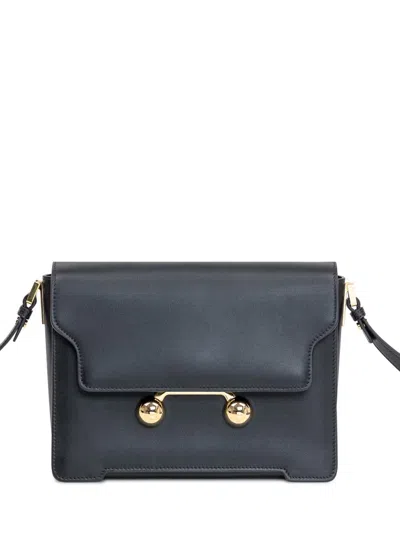 Marni Black Leather Trunkaroo Medium Shoulder Bag In Black