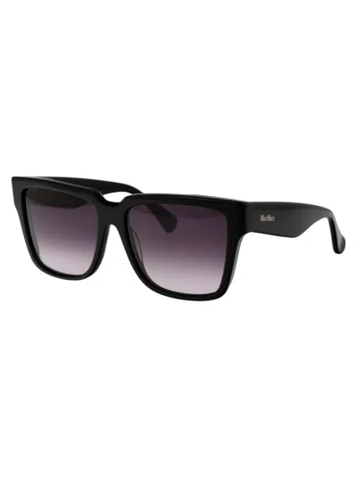 Max Mara Glimpse2 Sunglasses In 01b Nero Lucido/fumo Grad