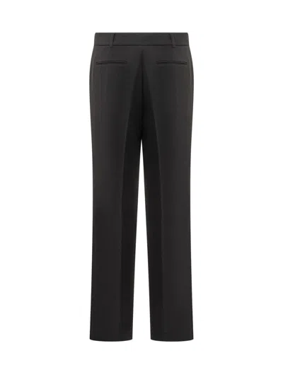 Michael Kors Grey Pinstriped Pants In Wool Blend Woman In Black