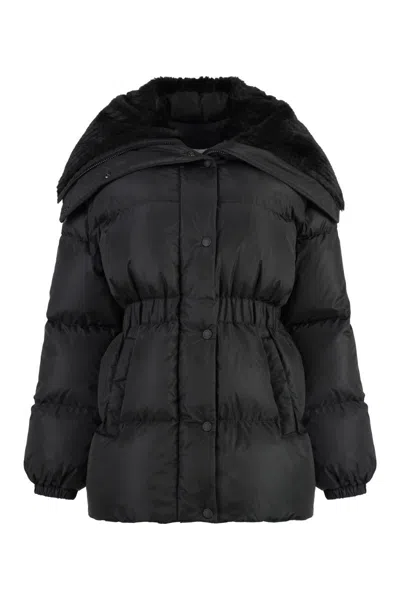 Shop Moncler Brasseurs Faux Fur Collar Down Jacket In Black