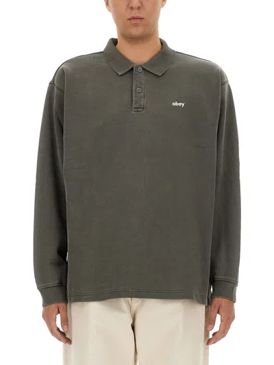 Obey Long-sleeve Polo Shirt In Black
