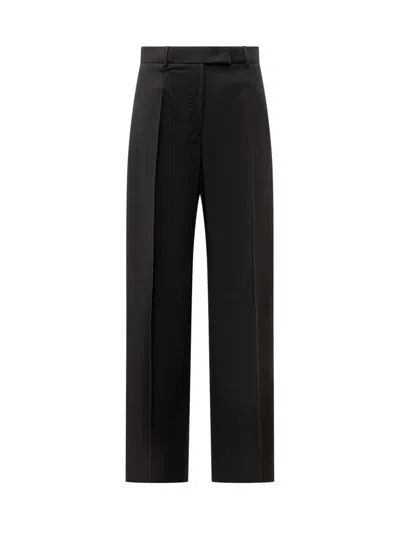 Sportmax Box-pleat Wool Palazzo Pants In Black