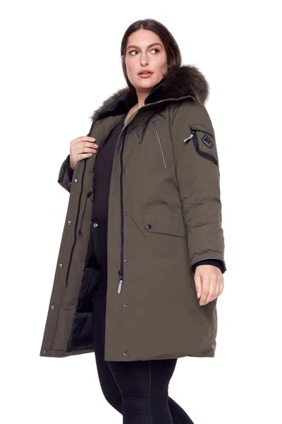 Alpine North Laurentian Plus Women's Vegan Down (recycled) Long Parka (plus Size) In Green