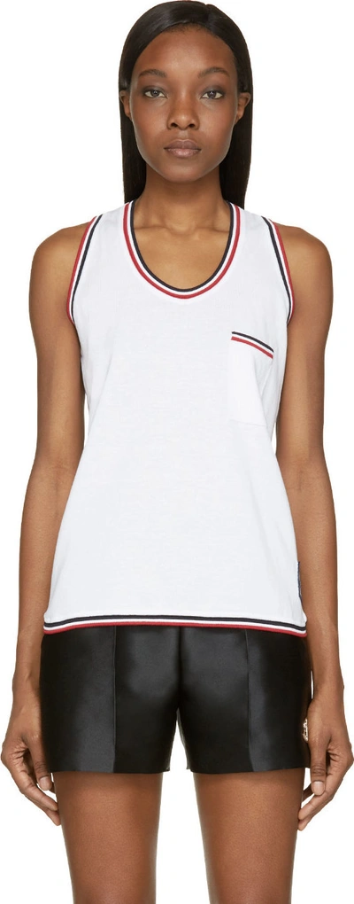 Moncler White Logo Stripe Tank Top