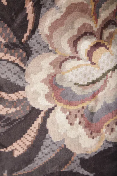 Etro Floral Crushed Velvet Backless Gown In Gray F.do Print
