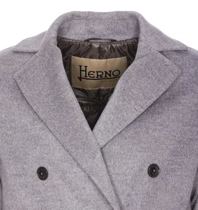 Herno Double-breasted Wool Coat In Grey