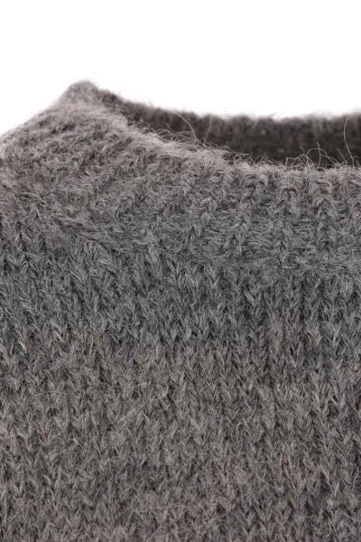 Jil Sander Oversized Grey Sweater With Ribbed Trim In Wool Woman In Grey