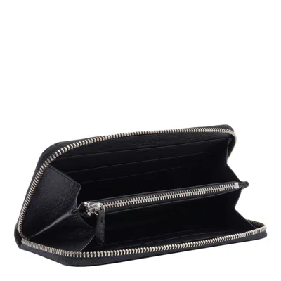 Orciani Zip Around Wallet Textured Finish In Black