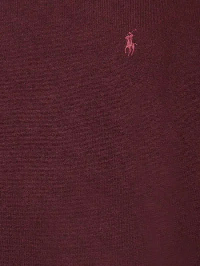 Polo Ralph Lauren Bordeaux Crewneck Sweater With Pony Logo Embroidered On The Front In Vine