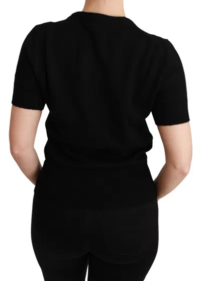 Dolce & Gabbana Black Cashmere Gold Floral Sweater Top In Black