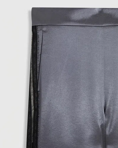 Rochas Satin Pants With Lace In Grey Boulevard
