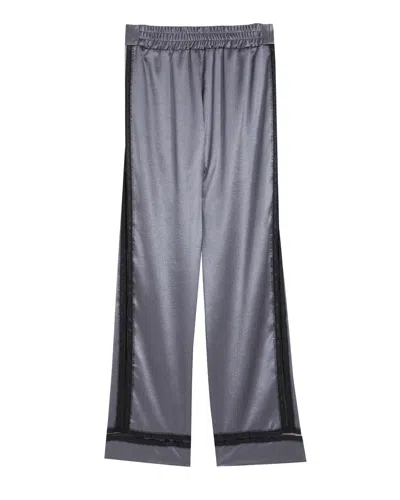 Rochas Satin Pants With Lace In Grey Boulevard