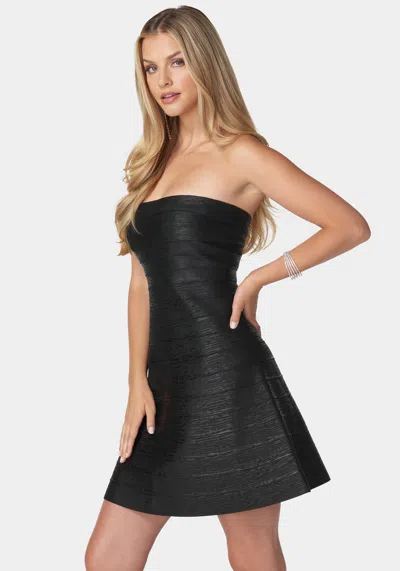 Shop Bebe Foil Bandage Mini Dress In Black