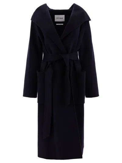 Ivy & Oak Celie Edie Double Face Coat With Hoodie In Blue