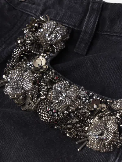 Frame The Beaded Hang Cropped Straight Leg Jeans In Black