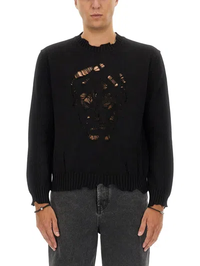 Alexander Mcqueen 'distressed Skull Print Pul In Black