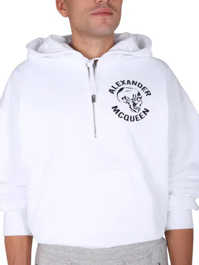 Alexander Mcqueen Men's Skull Sweatshirt In White