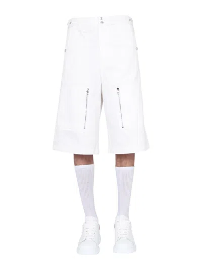 Alexander Mcqueen Men's Japanese Gabardine Shorts In White