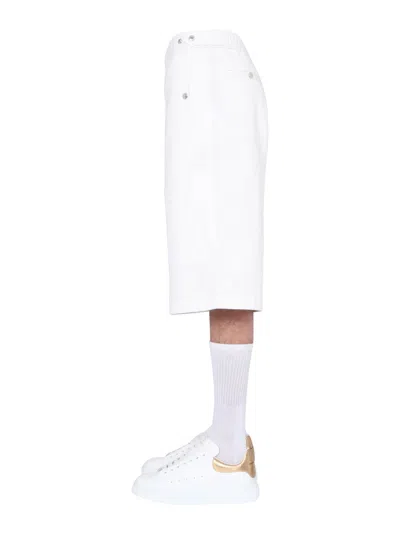 Alexander Mcqueen Men's Japanese Gabardine Shorts In White