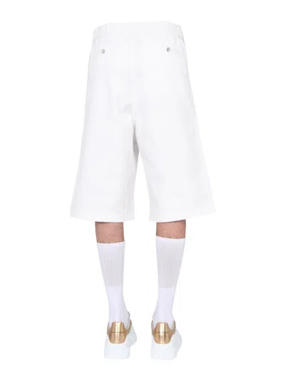Alexander Mcqueen Men's Japanese Gabardine Shorts In White