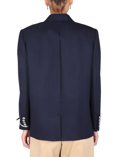 Alexander Mcqueen Double-breasted Jacket In Blue