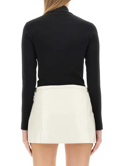 Courrèges Logo Intarsia Knit Viscose Blend Sweater In Multicolor