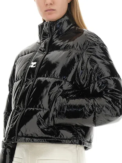 Courrèges Vinyl Down Jacket In Black