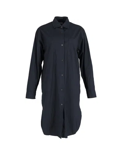 Dries Van Noten Shirt Dress In Navy Blue Polyester In Blue