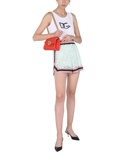 Dolce & Gabbana Knit-paneled Cotton-blend Corded Lace Shorts In Green