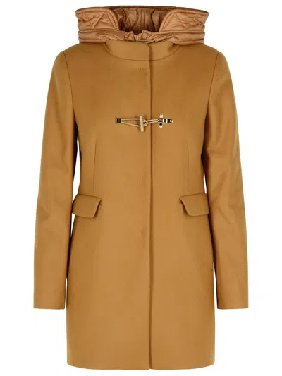 Fay Brown Virgin Wool Blend Coat Women In Brown