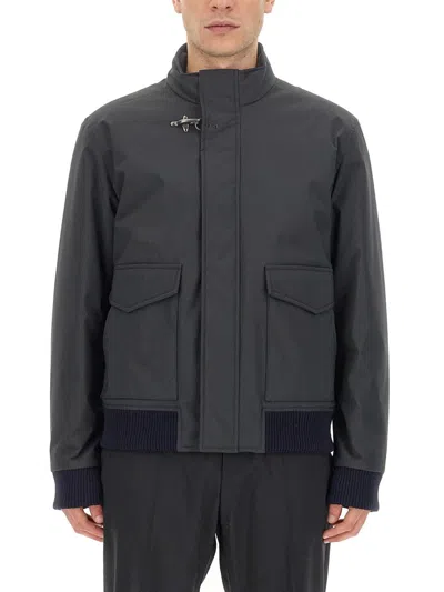 Fay Oversize Bomber Jacket Ribbed Finish In Multicolor