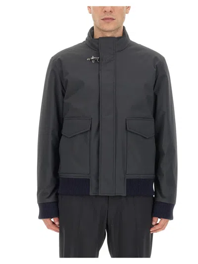Fay Oversize Bomber Jacket Ribbed Finish In Multicolor