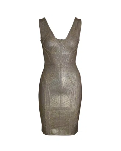Herve Leger Sleeveless Bandage Dress In Gold Rayon In Gold