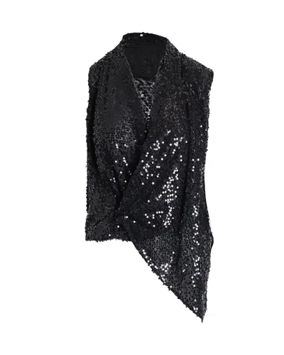 Victoria Beckham Symmetric Top In Black Sequin In Black
